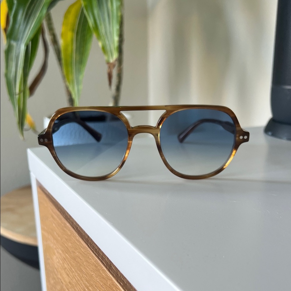 Jimmy Fairly The Lars Aviator Brown Sunglasses with Blue Lens